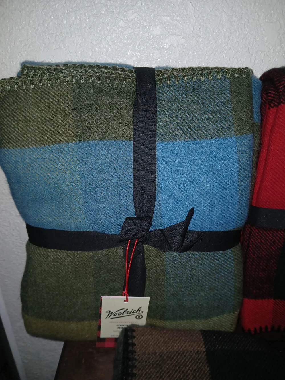 Woolrich Olive, Brown & Blue Plaid Oversized Throw